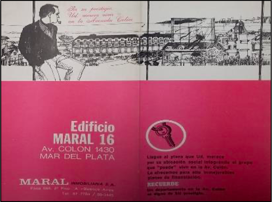 Publicidad de Maral Inmobiliaria, década del sesenta
(Fuente: Archivo Arq. Raúl
Camusso, Colegio de Arquitectos de la Pcia. de Buenos Aires, Distrito IX)